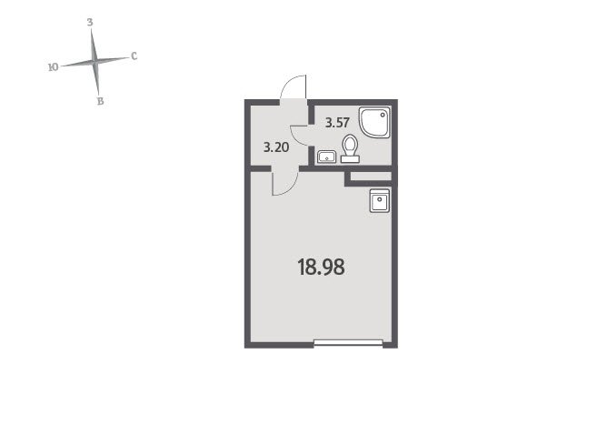 2 этаж 1-комнатн. 25.75 кв.м.