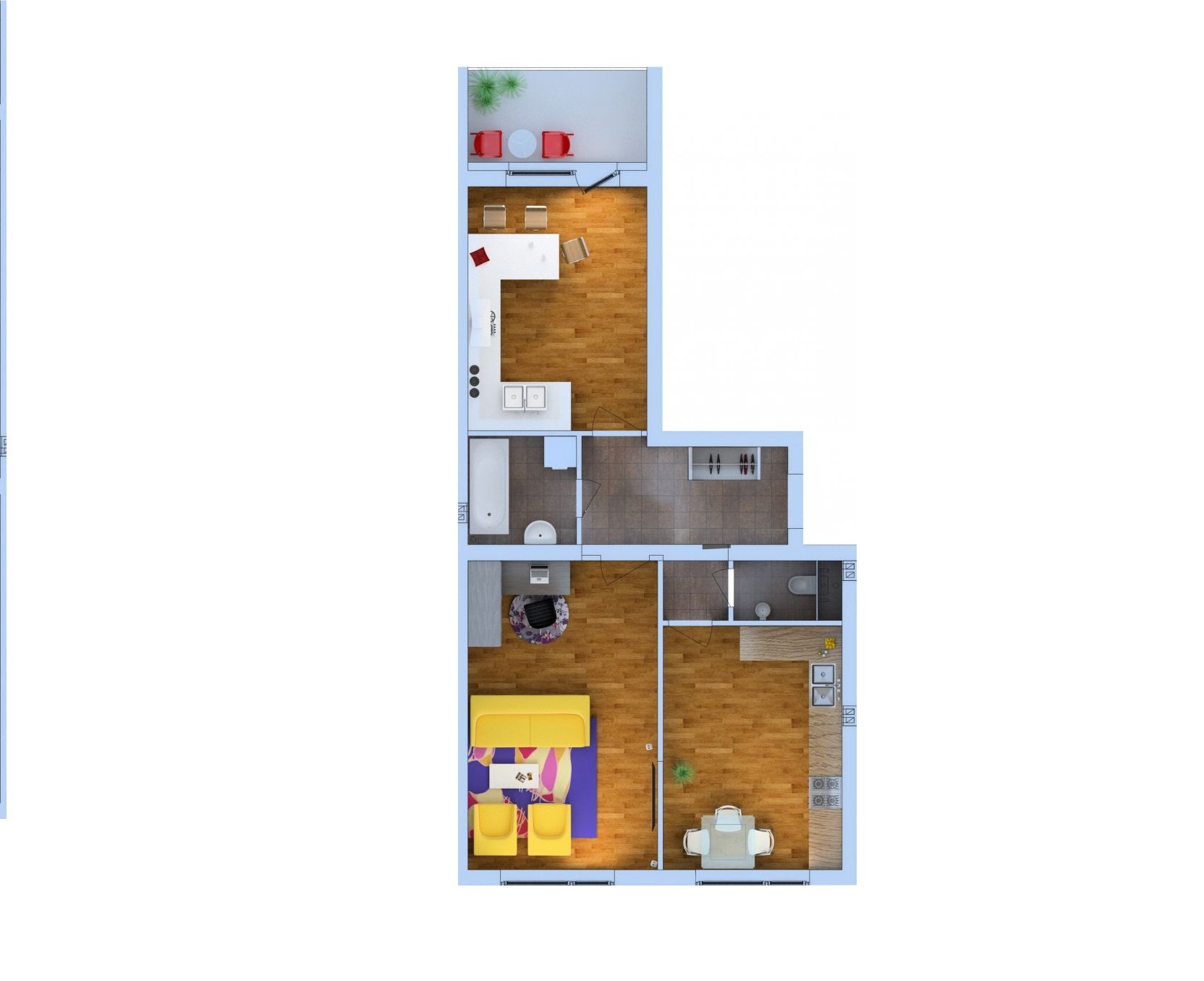 1 этаж 2-комнатн. 65.49 кв.м.