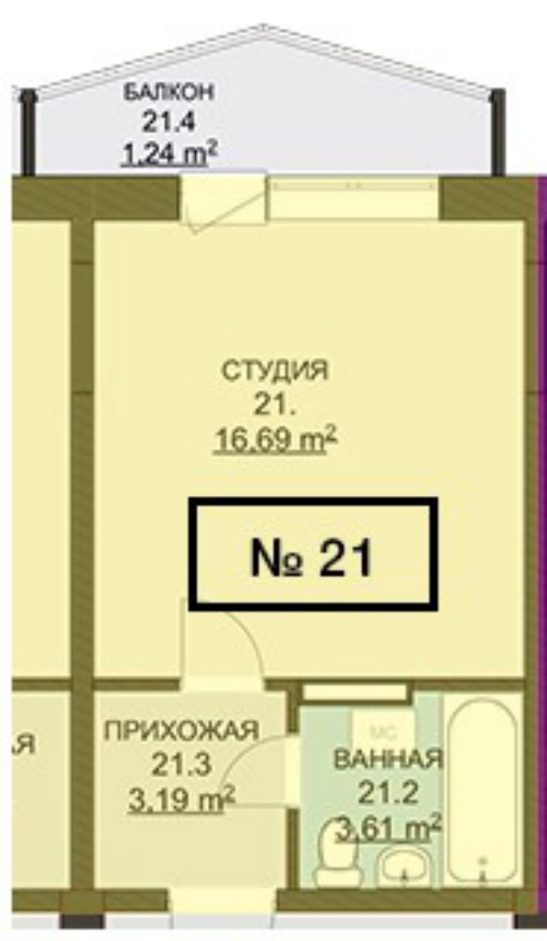 1-комнатн. 24.73 кв.м.