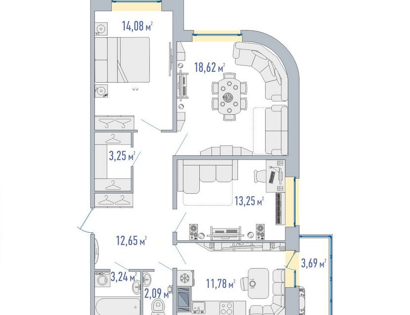 2 этаж 3-комнатн. 82.65 кв.м.
