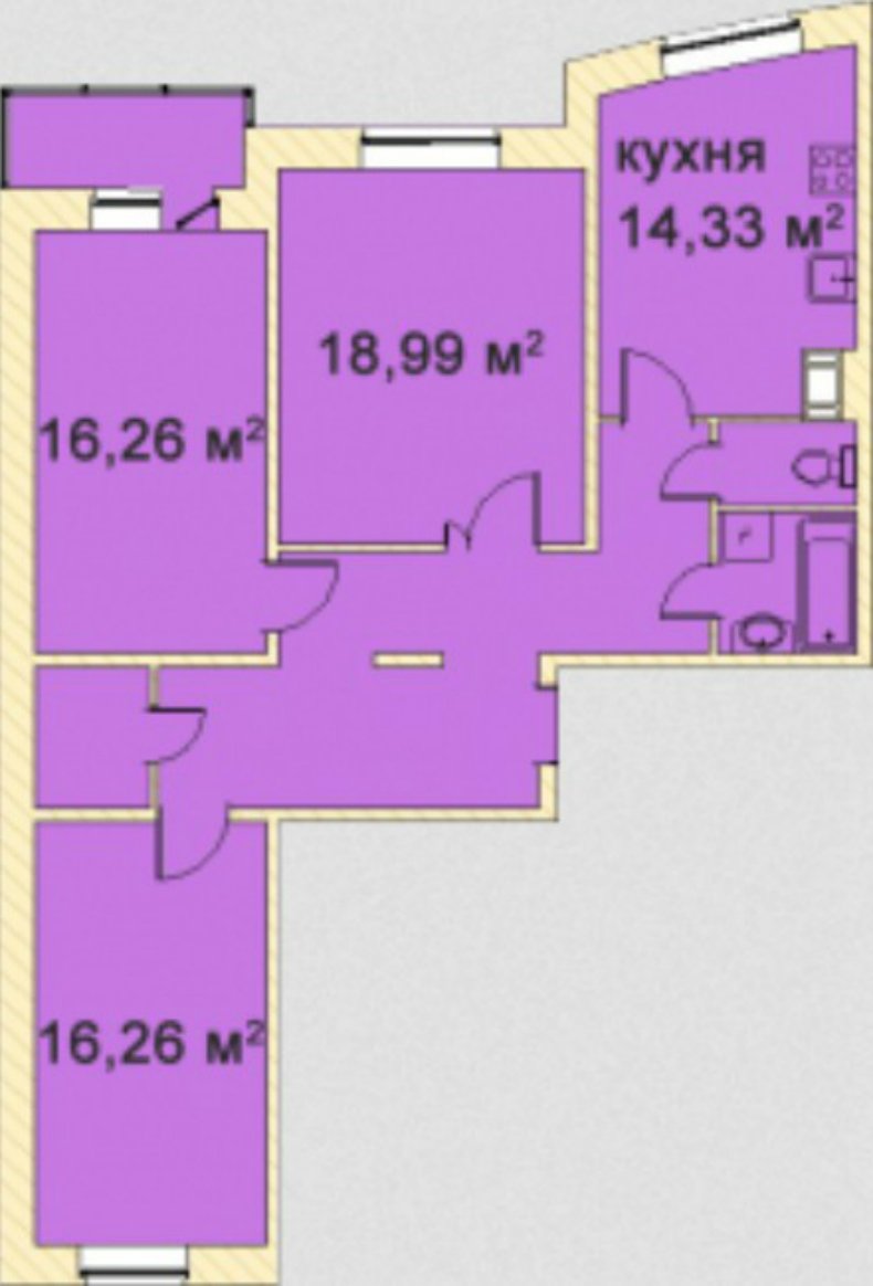 3 этаж 3-комнатн. 95.97 кв.м.