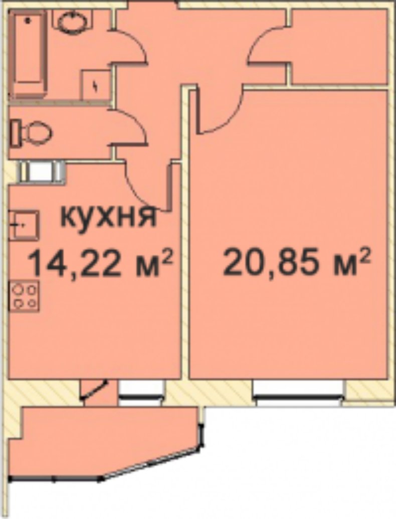 3 этаж 1-комнатн. 54.6 кв.м.
