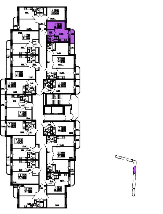 8 этаж 1-комнатн. 25 кв.м.