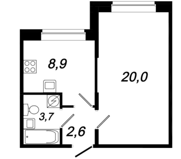 1 этаж 1-комнатн. 35.2 кв.м.