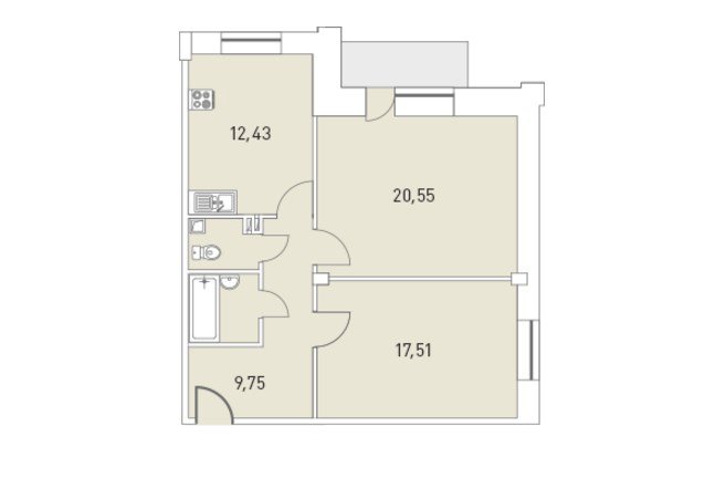 2 этаж 2-комнатн. 66.31 кв.м.