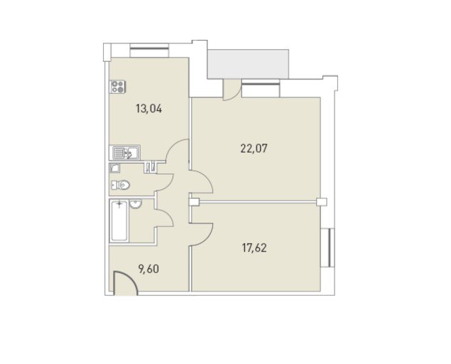 3 этаж 2-комнатн. 67.92 кв.м.