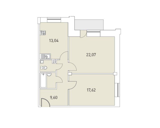 2 этаж 2-комнатн. 68.13 кв.м.