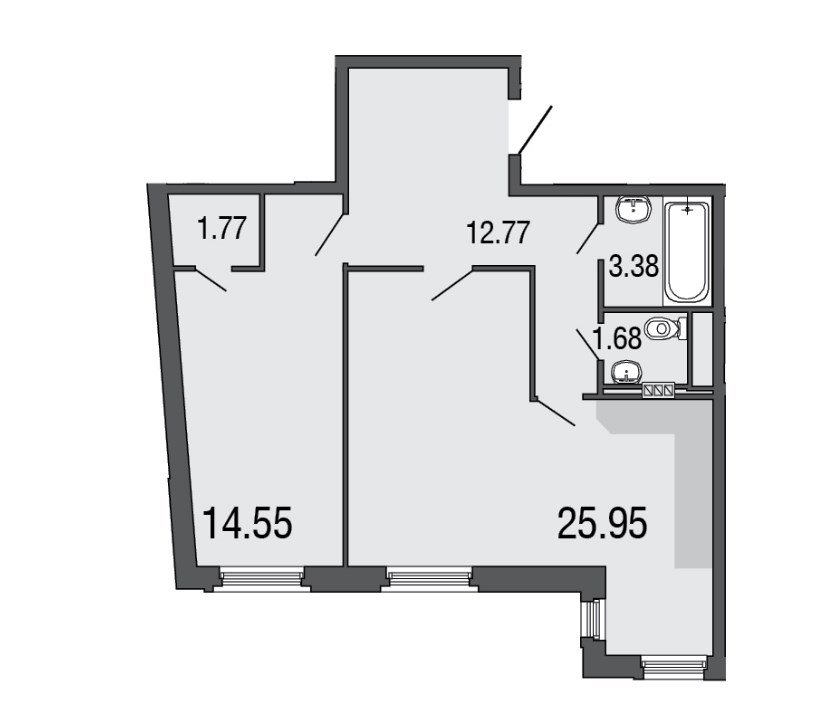 4 этаж 2-комнатн. 60.1 кв.м.