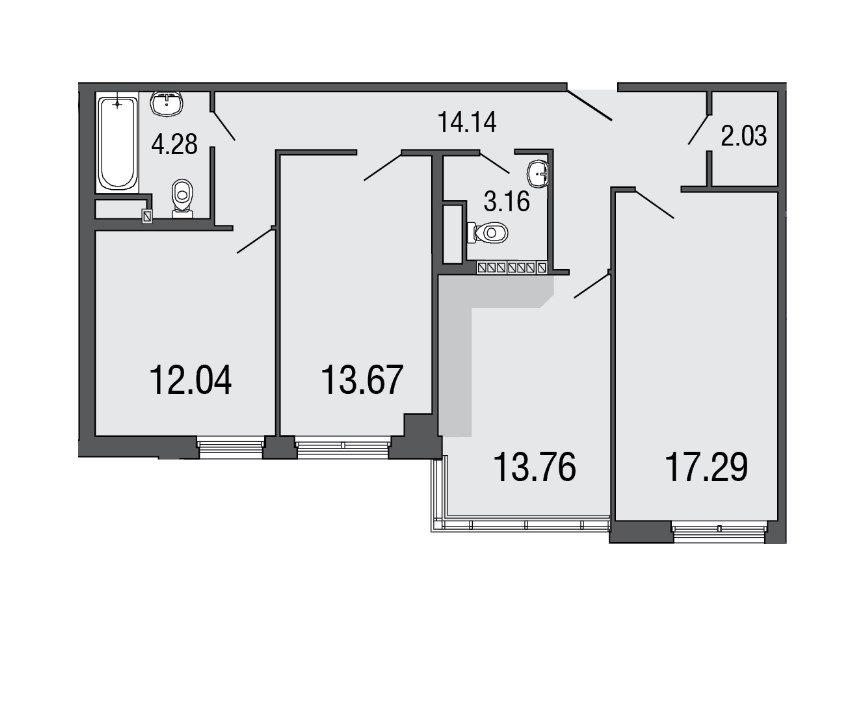 8 этаж 3-комнатн. 80.4 кв.м.
