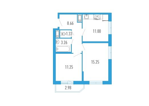 16 этаж 2-комнатн. 53.23 кв.м.