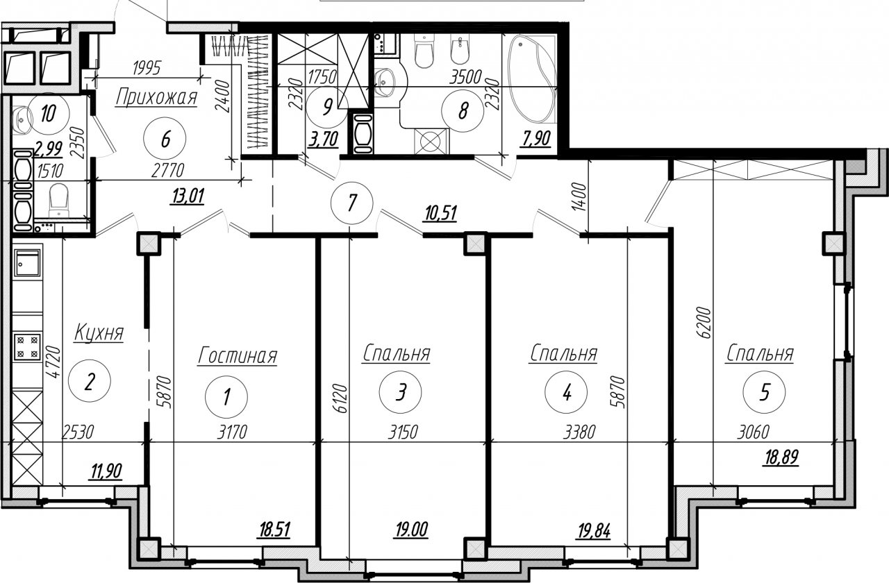 2 этаж 4-комнатн. 126.5 кв.м.