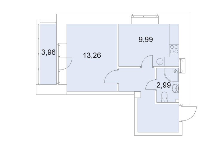 3 этаж 1-комнатн. 36.9 кв.м.
