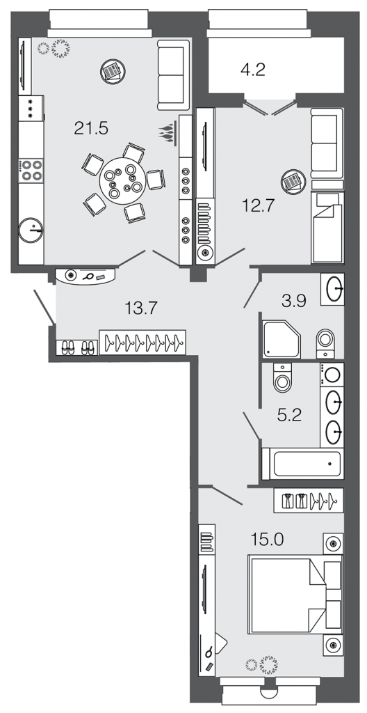 2 этаж 2-комнатн. 94.6 кв.м.