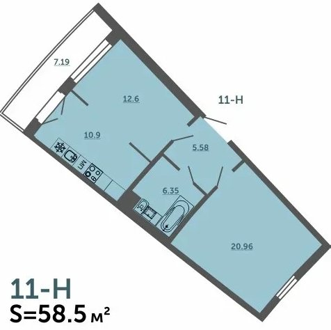 2-комнатн. 58.5 кв.м.