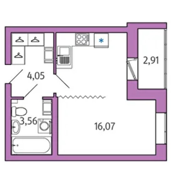 1 этаж 1-комнатн. 25.13 кв.м.