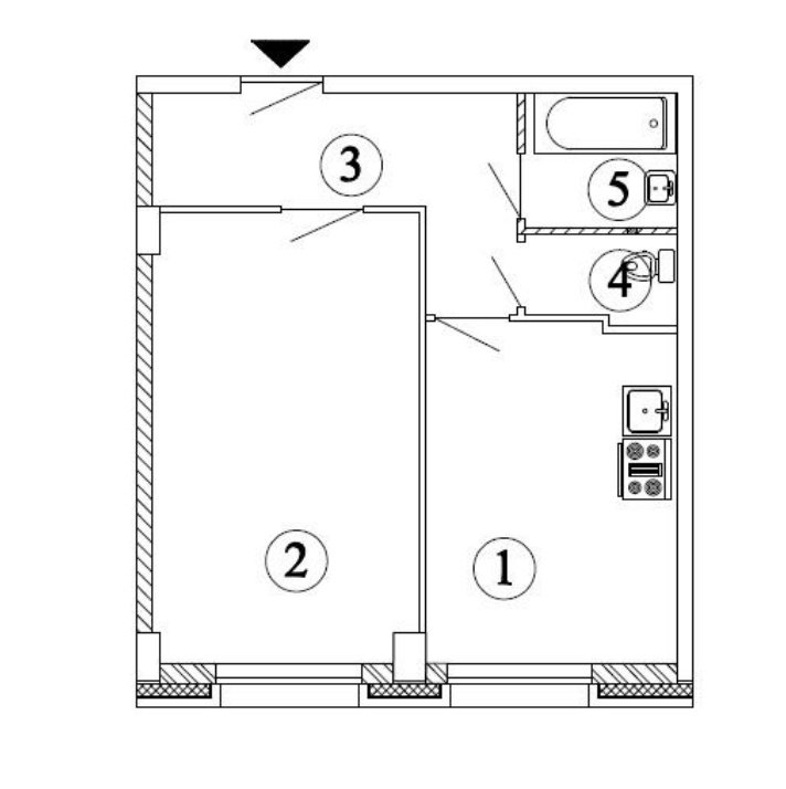 2 этаж 1-комнатн. 44.3 кв.м.