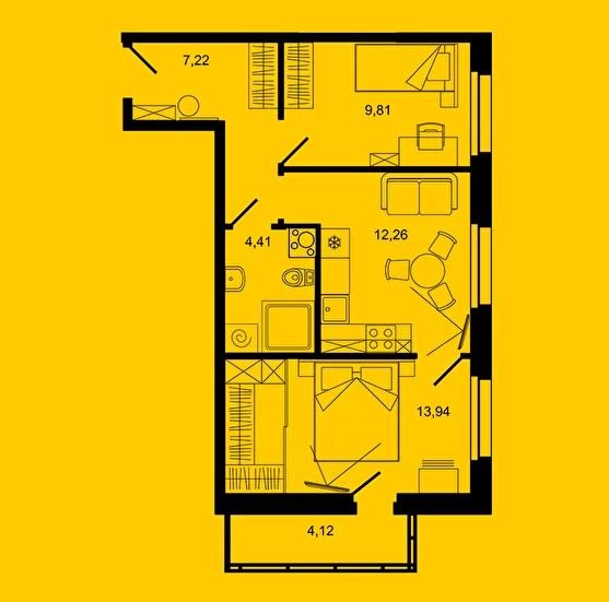 2 этаж 2-комнатн. 48.87 кв.м.
