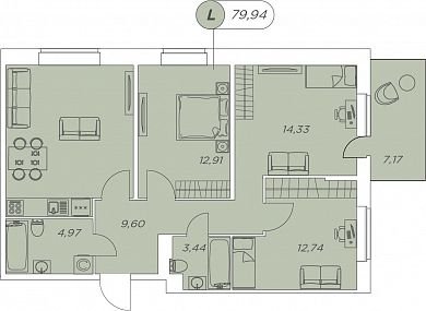 4 этаж 4-комнатн. 79.94 кв.м.