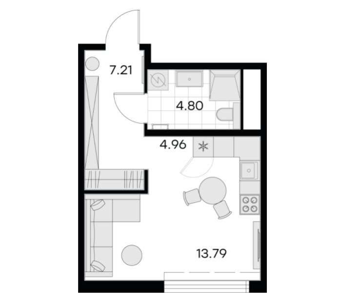 2 этаж 1-комнатн. 30.76 кв.м.